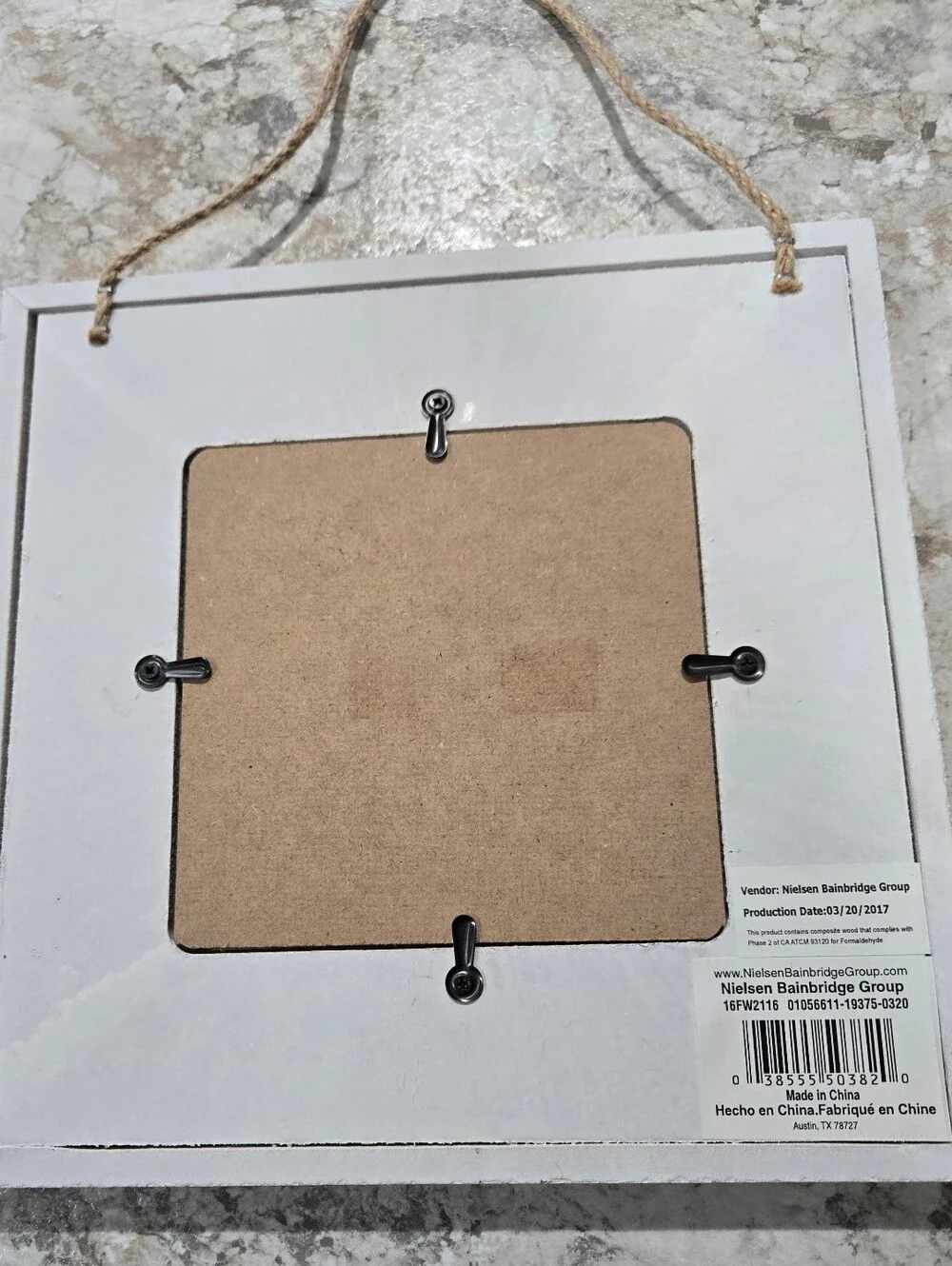 Whitewashed Wooden Hanging Photo Frame - 5x5 in